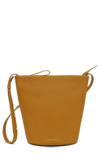Shop Mansur Gavriel Leather Zip Bucket Bag In Orzo