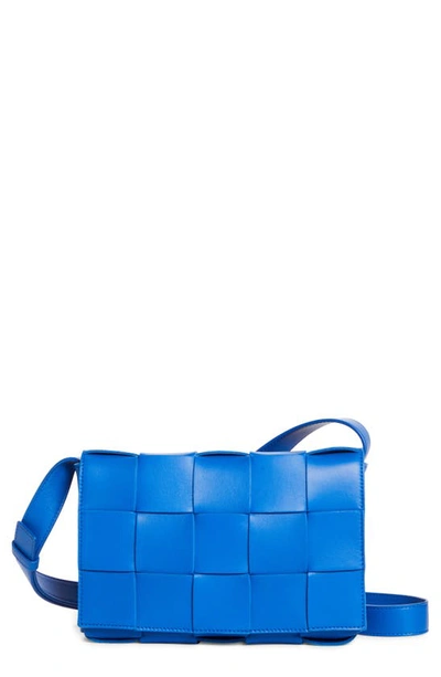 Shop Bottega Veneta Intrecciato Leather Crossbody Bag In Cobalt-silver