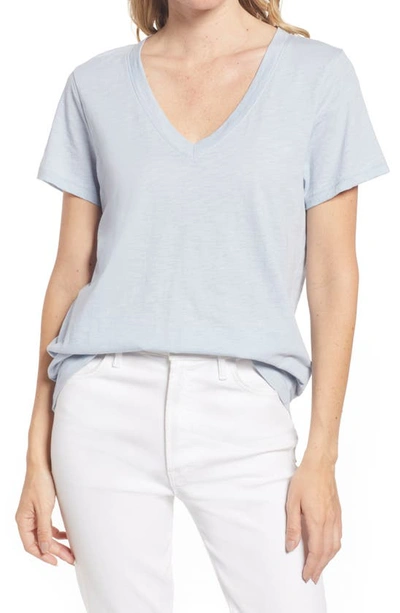 Shop Madewell Whisper Cotton V-neck T-shirt In Dusty Pool