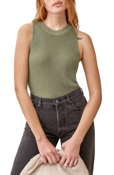 Shop Reformation Lilac Tencel(r) Lyocell & Linen Blend Sleeveless Sweater In Artichoke