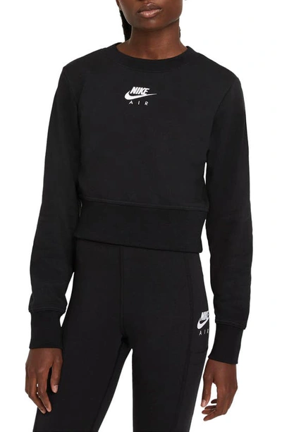 Shop Nike Air Crew Crop Sweatshirt In Black/ White