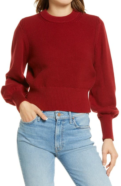 Shop French Connection Jamie Textured Cotton Sweater In Bloodstone