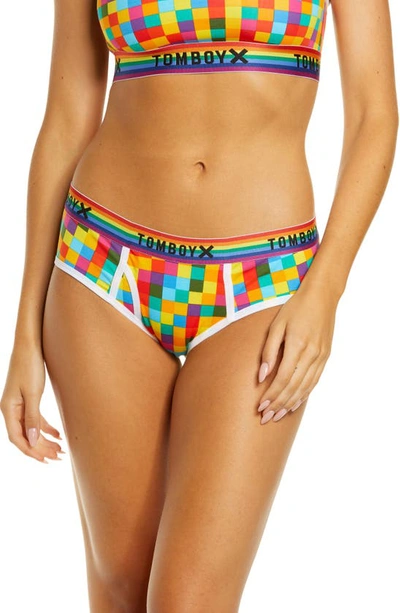Shop Tomboyx Next Gen Iconic Briefs In Rainbow Squared Print
