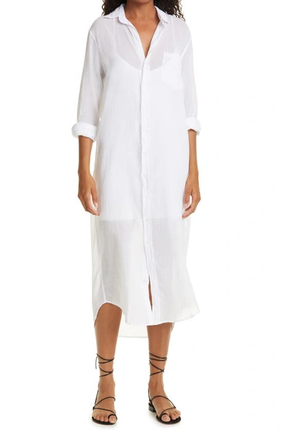 Shop Frank & Eileen Rory Button-up Midi Dress In White