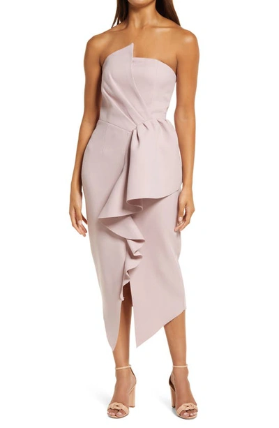 Shop Elliatt Reception Cascade Ruffle Strapless Cocktail Dress In Iris