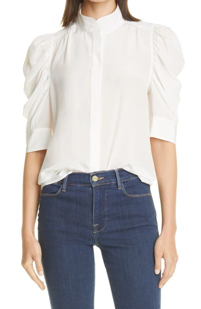 Frame 'gillian' Puff Sleeve Poplin Top In Off White