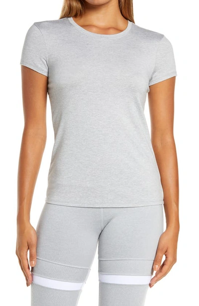 Shop Alo Yoga Soft Finesse Performance Jersey T-shirt In Athletic Heather Grey