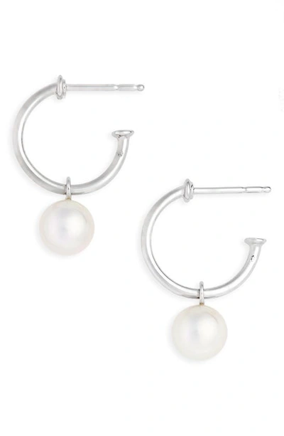 Shop Mikimoto Akoya Cultured Pearl Semi Hoop Earrings In White Gold