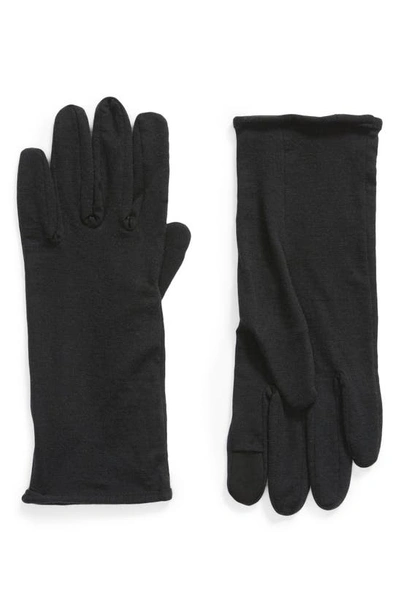 Shop Icebreaker 260 Tech Touchscreen Compatible Merino Wool Glove Liners In Black