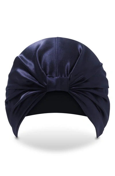 Shop Silke London The Kate Silk Hair Wrap In Navy