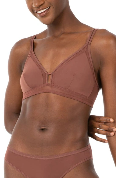 Shop Lively The Mesh Trim Bralette In Umber