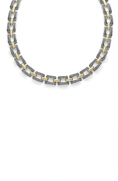 Shop Lagos High Bar Link Collar Necklace In Two-tone
