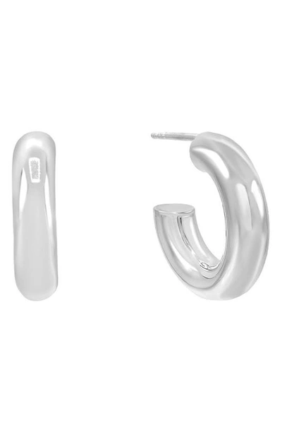 Shop Adinas Jewels Thick Hollow Hoop Earrings In Silver