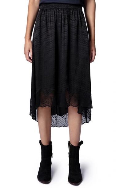 Shop Zadig & Voltaire Joslin High-low Silk Skirt In Noir