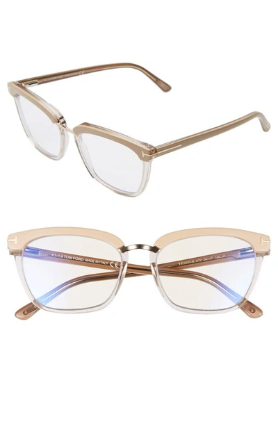 Shop Tom Ford 54mm Blue Light Blocking Glasses In Shiny Transp Pink/ Rose Gold