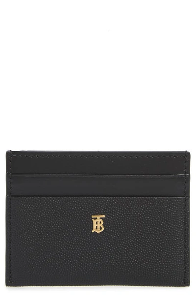 Shop Burberry Sandon Tb Monogram Leather Card Case In Black