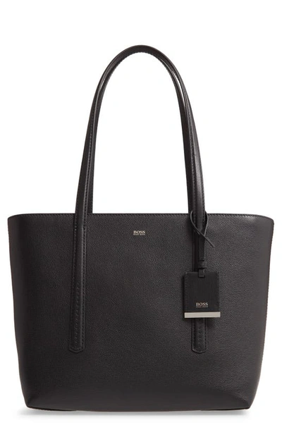 Shop Hugo Boss Taylor Small Leather Shopper In Black