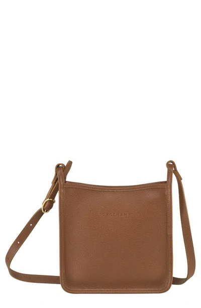 Shop Longchamp Small Le Foulonné Leather Crossbody Bag In Caramel