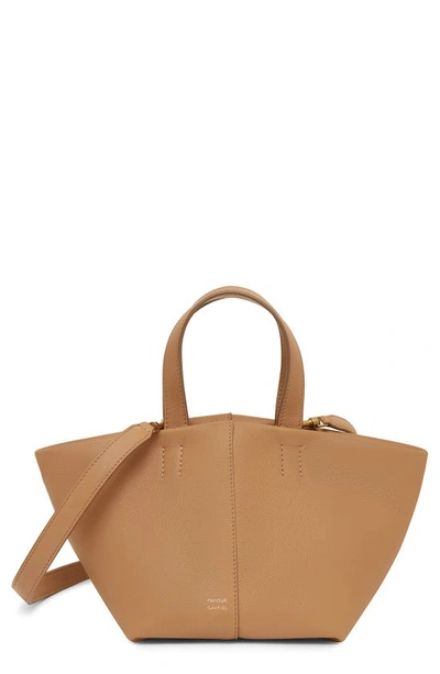 Shop Mansur Gavriel Mini Tulipano Leather Tote In Nocciola