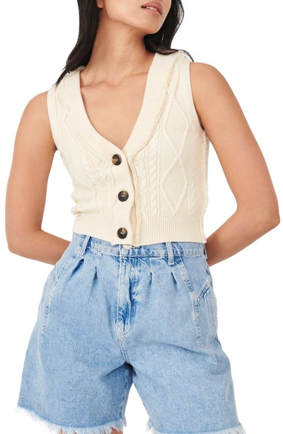 Shop Free People Denson Cable Knit Vest In Cream