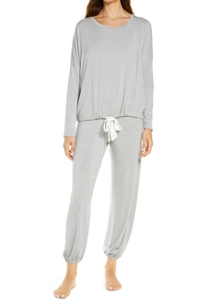 Shop Eberjey Gisele Jersey Knit Slouchy Pajamas In Heather Grey/ Ivory