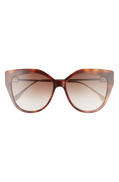 Shop Fendi The  Baguette 57mm Cat Eye Sunglasses In Blonde Havana / Gradient Brown