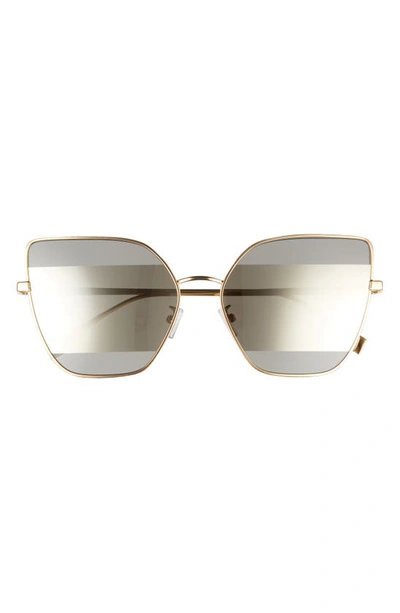 Shop Fendi The  Stripes 61mm Cat Eye Sunglasses In Endura Gold / Smoke Mirror