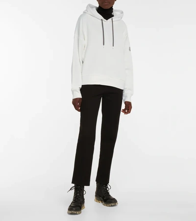 Moncler Off-white Metallic Logo Hoodie In White