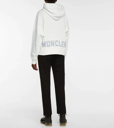 Moncler Off-white Metallic Logo Hoodie In White
