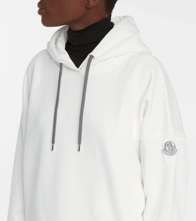 Moncler Off-white Metallic Logo Hoodie In White