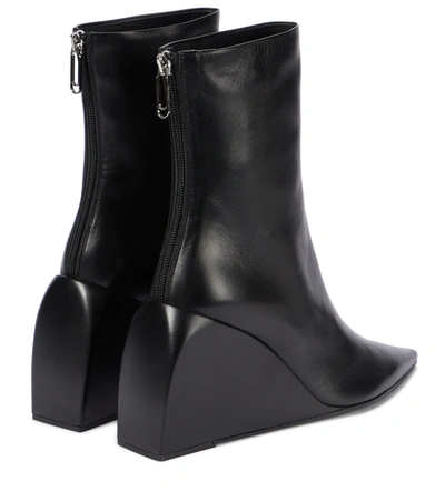 Shop Off-white Dolls Wedge Leather Ankle Boots In Black