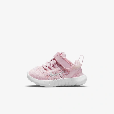Shop Nike Free Rn 2021 Baby/toddler Shoes In Pink Foam,white,pink Glaze,metallic Silver