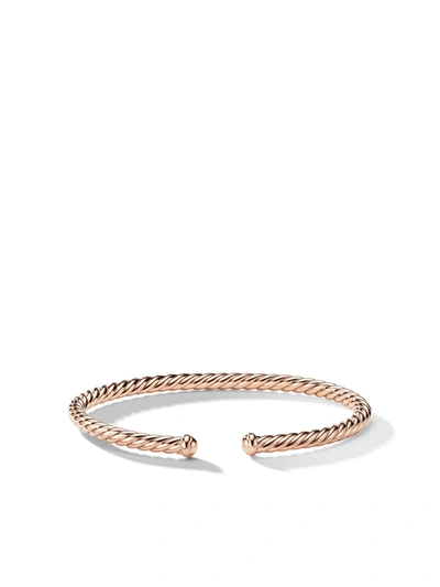 Shop David Yurman 18kt Rose Gold 4mm Cable Spiral Cuff Bracelet In Rosa