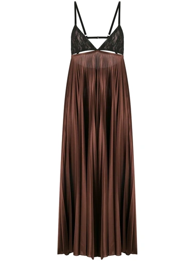 Shop Christopher Kane Lace-bra Pleated Midi-dress In Braun