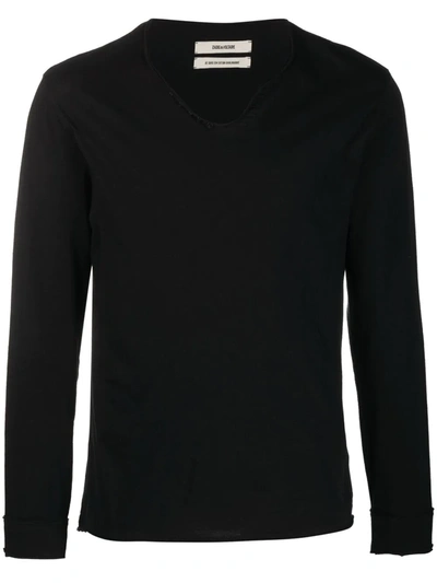 Shop Zadig & Voltaire Monastir Long-sleeved T-shirt In Schwarz