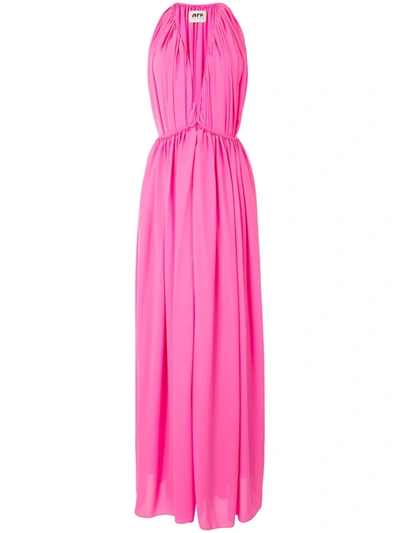 Shop Maison Rabih Kayrouz Gathered V-neck Gown In Rosa