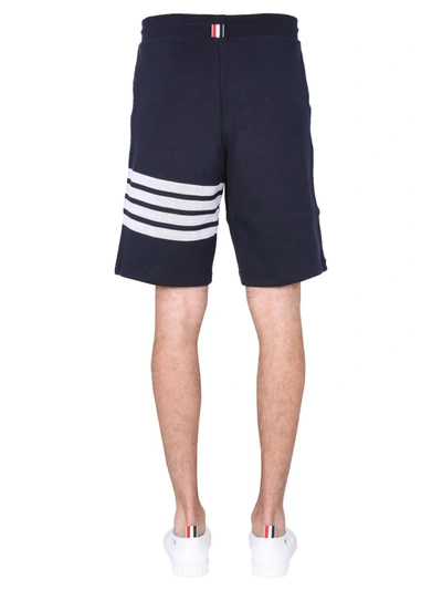 Shop Thom Browne 4bar Fleece Shorts In Blue