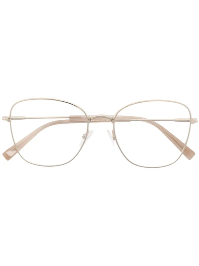 Shop Max Mara Mm1396 Square-frame Glasses In Gold