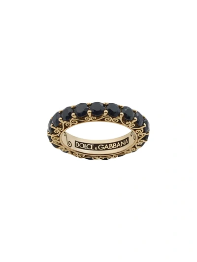 Shop Dolce & Gabbana 18kt Yellow Gold Sicily Sapphire Ring In Schwarz