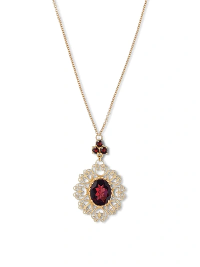 Shop Dolce & Gabbana 18kt Yellow Gold Garnet Pendant Necklace
