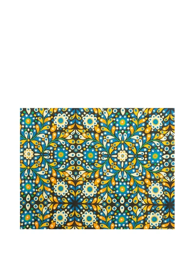 Shop La Doublej Floral-print Tablemat (set Of 2) In Blau