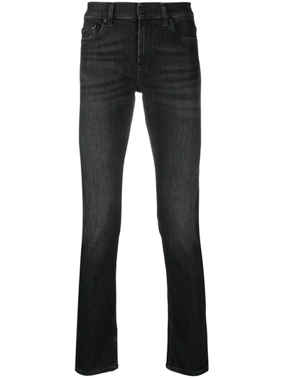 Shop 7 For All Mankind Dark-wash Slim-fit Jeans In Schwarz