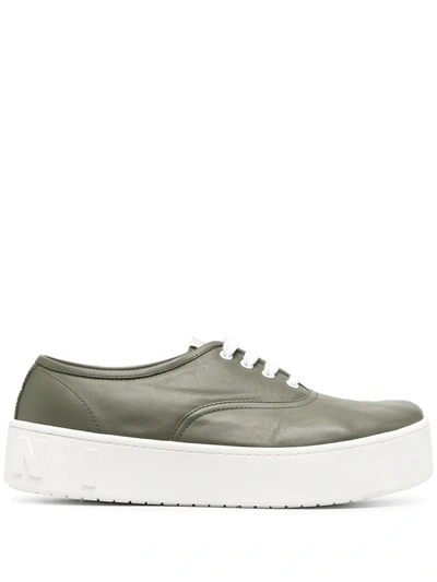 Shop Marni Lace-up Platform Sneakers In Grün