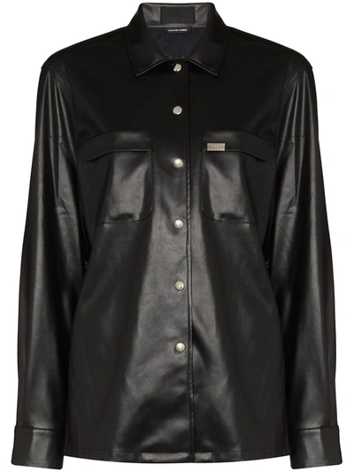 Shop Rta Barry Faux-leather Shirt In Schwarz