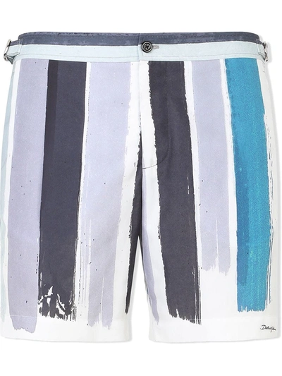 Shop Dolce & Gabbana Brushstroke-print Swim Shorts In Blau