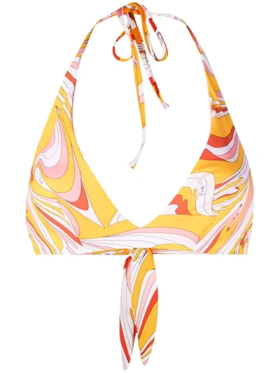Shop Emilio Pucci Vortici-print Underwired Bikini Top In Gelb