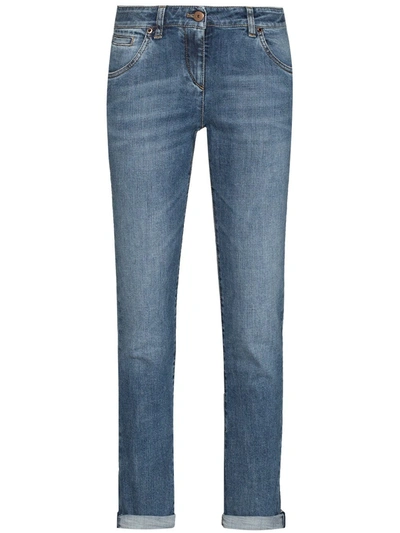 Shop Brunello Cucinelli Straight-leg Cropped Jeans In Blau