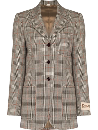 Shop Gucci Prince Of Wales Single-breasted Blazer In Braun