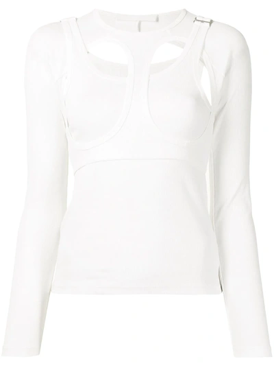 Shop Dion Lee Cut-out Layered Cotton Top In Weiss