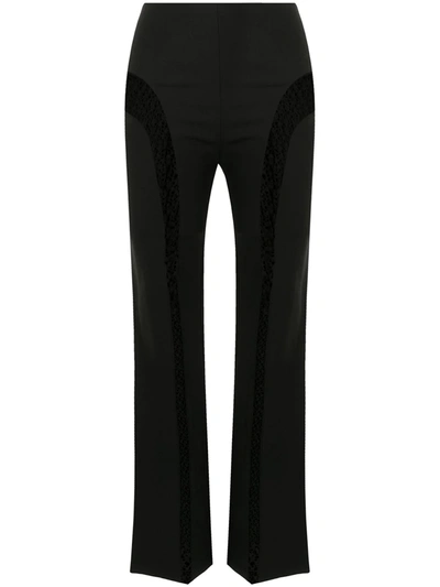 Shop Dion Lee High-waisted Lace-trim Trousers In Schwarz